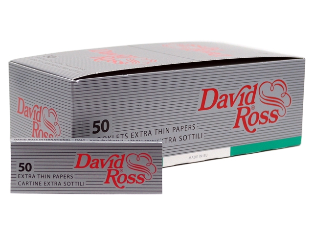 7305 - Κουτί με 50 χαρτάκια στριφτού David Ross Extra Thin (silver)
