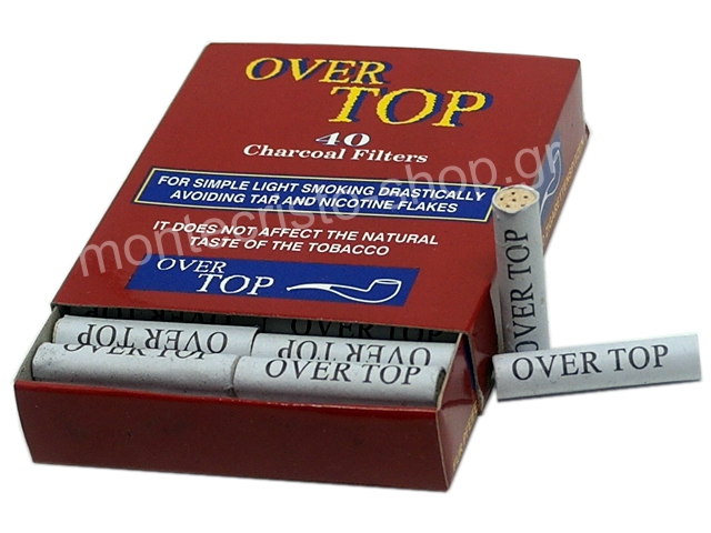 Φίλτρα Πίπας Καπνού Ενεργού Άνθρακα OVER TOP 9mm 40 charcoal filters